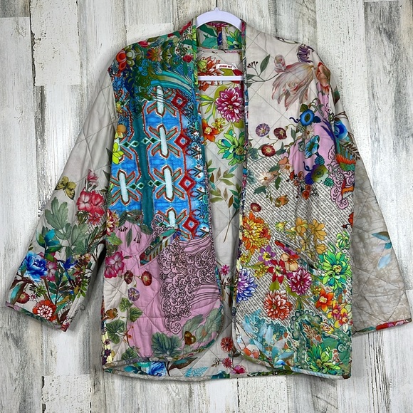 Johnny Was Jackets & Blazers - Johnny Was Reversible Dreamer‎ Quilted Jacket M Medium Blooming Floral Patchwork